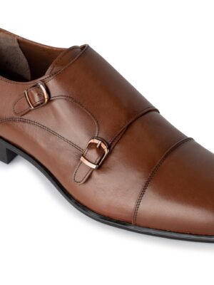 Brown Monk Strap, Burnished Toe Suit Shoe