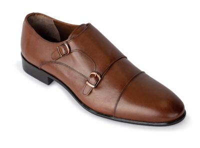 Brown Monk Strap, Burnished Toe Suit Shoe