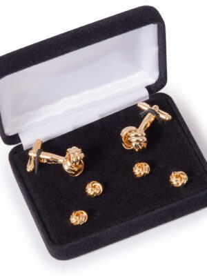 Gold Knot Cufflink Stud Set