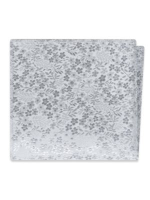 PLATINUM FLORAL POCKET SQUARE