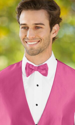 HERRINGBONE BRIGHT FUCHSIA BOW TIE