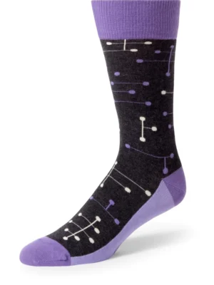 Purple Line Dot Men's Dress Socks