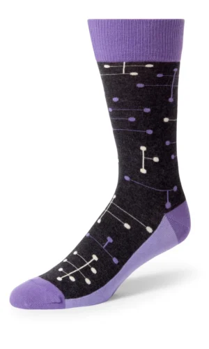 Purple Line Dot Men's Dress Socks