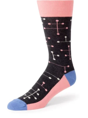 Coral Line Dot Men's Dress Socks