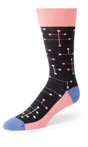Coral Line Dot Men's Dress Socks