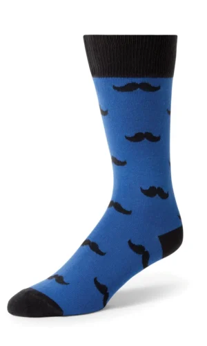 Royal Blue Mustache Men's Dress Socks