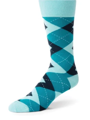 Teal Argyle Men's Dress Socks