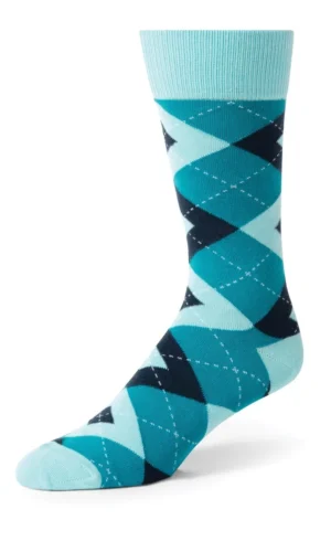 Teal Argyle Men's Dress Socks