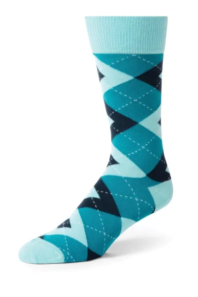 Teal Argyle Men's Dress Socks