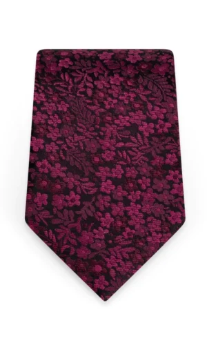 Floral Cranberry Self-Tie Windsor Tie