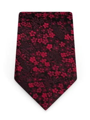 Floral Apple Red Self-Tie Windsor Tie