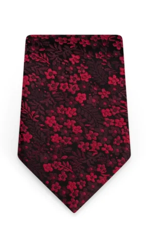 Floral Apple Red Self-Tie Windsor Tie