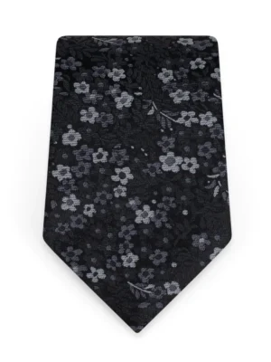 Floral Black Self-Tie Windsor Tie