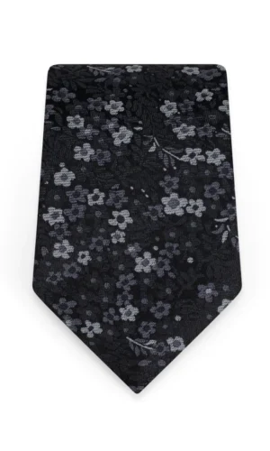 Floral Black Self-Tie Windsor Tie