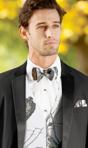 Mossy Oak White Camouflage Bow Tie