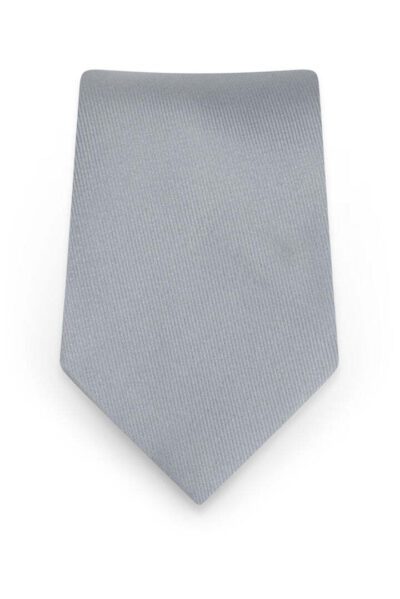 Solid Silver Self-Tie Windsor Tie