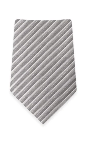 Striped Silver Self-Tie Windsor Tie