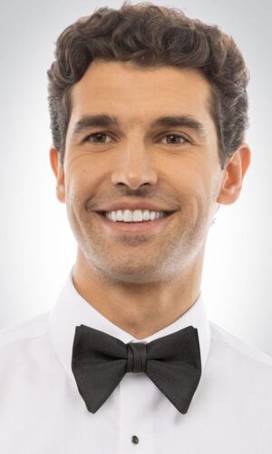 BLACK FAILLE TEAR DROP BOW TIE