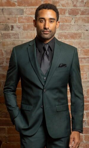 DARK GREEN STRETCH SUIT