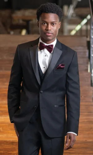 Couture 1910 Black Stretch Slim Fit Tuxedo Coat